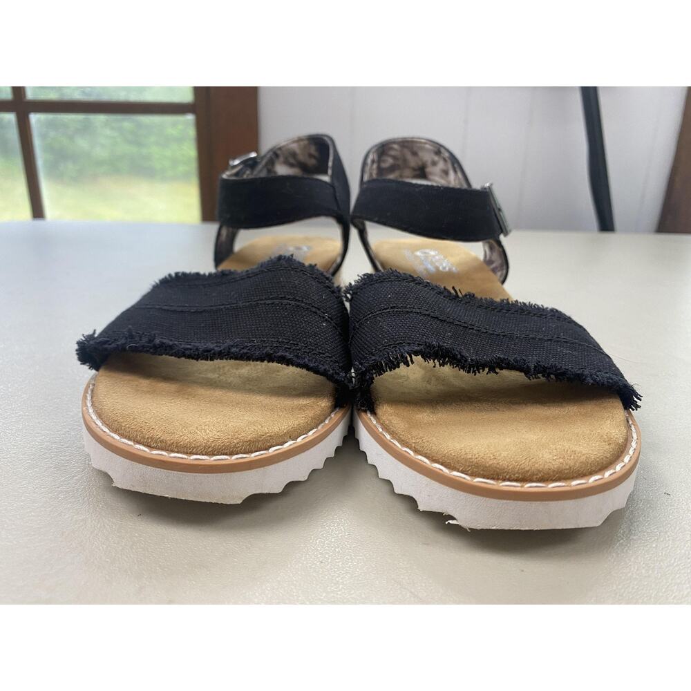 Skechers BOBS Espadrille Sandals Womens 9 Black Wedge Desert Kiss Adobe Princess - Picture 2 of 11